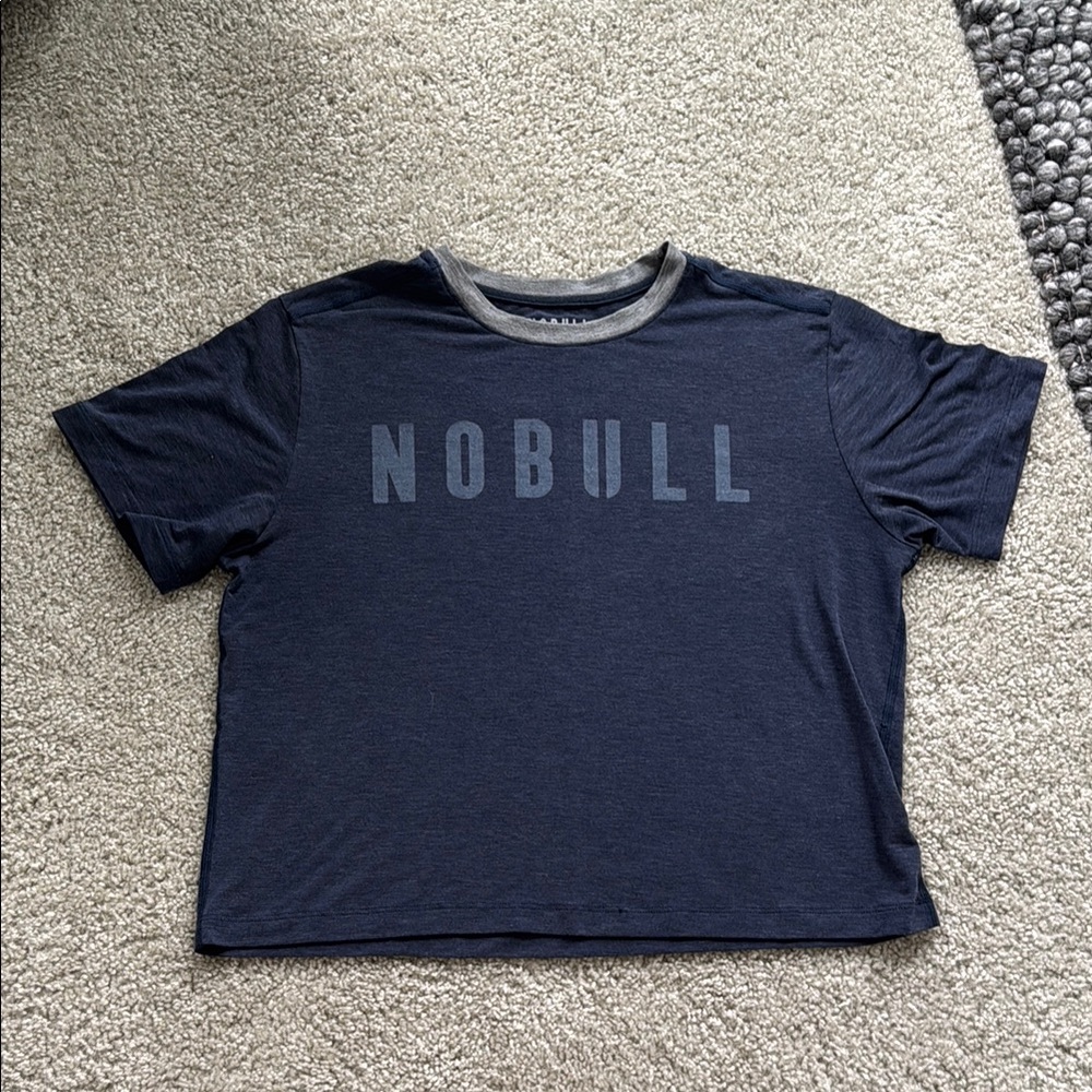NOBULL Navy Blue Boxy Cropped Tee Shirt